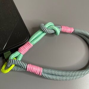 Phone Wrist Lanyard in Mint, Pink & Black Chevron